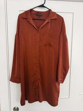 Blue Blush Rust Button Up Dress